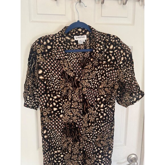 Vintage 90's Liberty Fashions Rayon Short Sleeve Maxi Length Dress Size XL - Picture 2 of 9